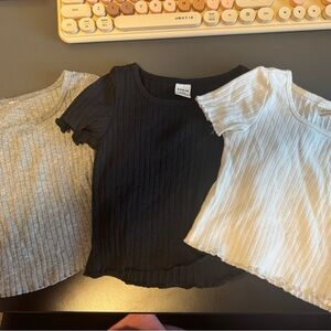 SHEIN Kids Ribbed Bottoms Trio - Black, Gray, White